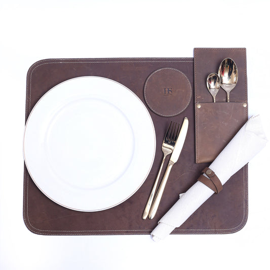 Leather Dinner Set of 4 (Brown)