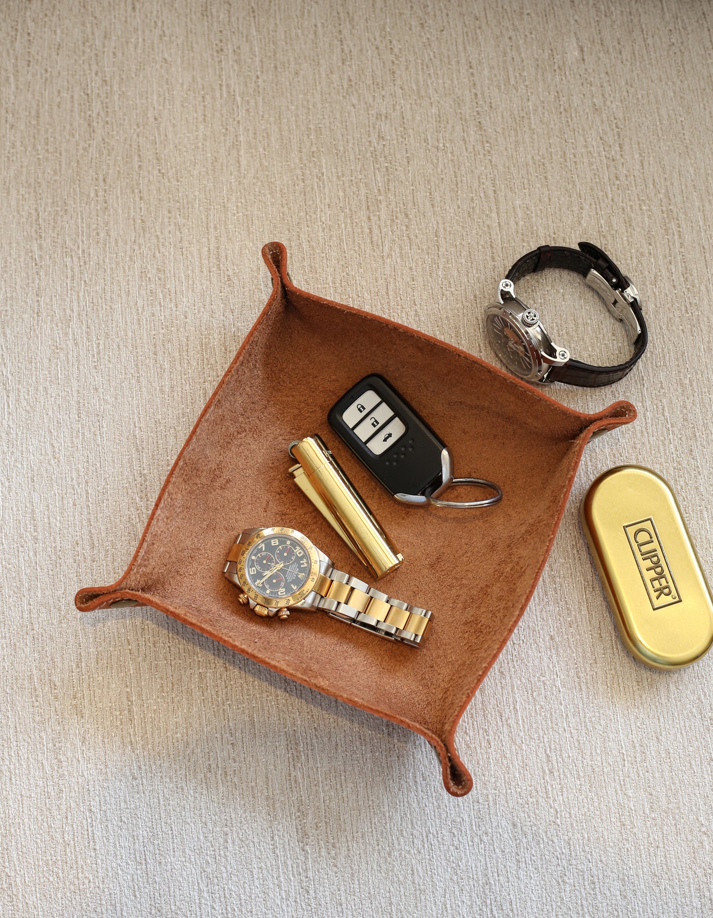 Leather Key & Watch Tray (Chocolate Brown)