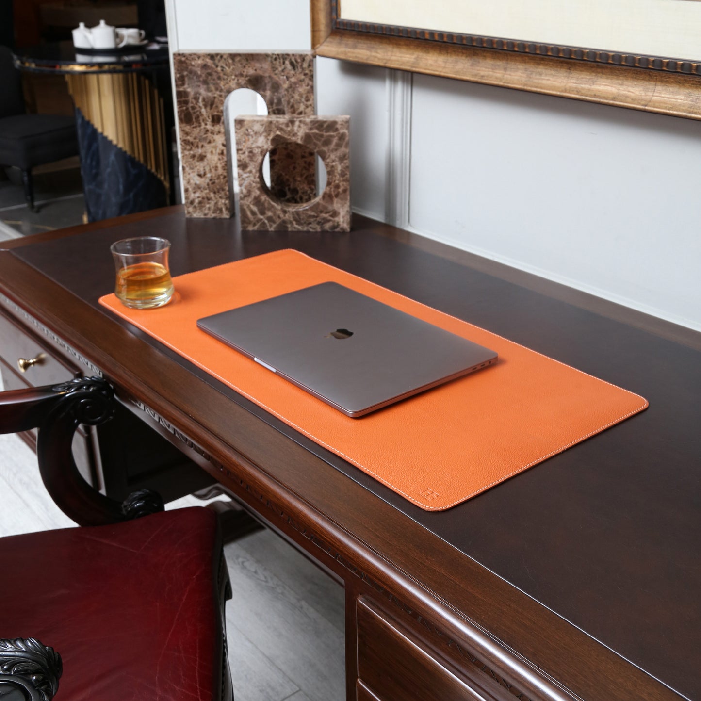 Leather Desk & Laptop Mat (Tan Orange)